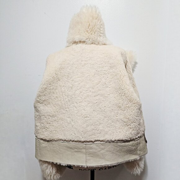 New Merino Toscana Sheepskin Shearling Lamb Fur Coat Jacket Cream White Leather - Picture 5 of 6
